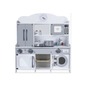 Cocina en madera con amplio mueble integrado, Microondas y Lavadora