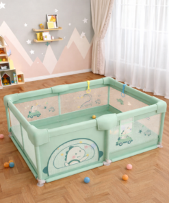 Corral infantil diseño dinosaurio en color verde 120x180