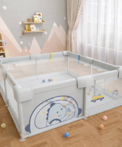 Corral infantil diseño Dinosaurio color gris 120x120