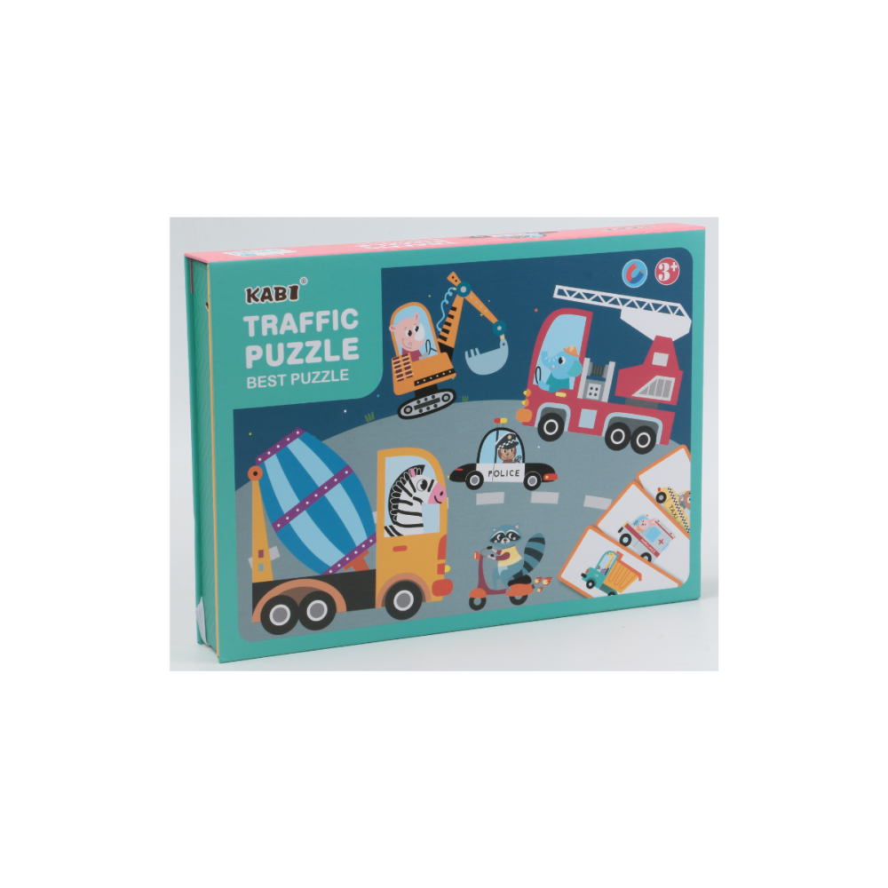 Pizarra Magnética Infantil 2 en 1 Vehiculos Puzzle